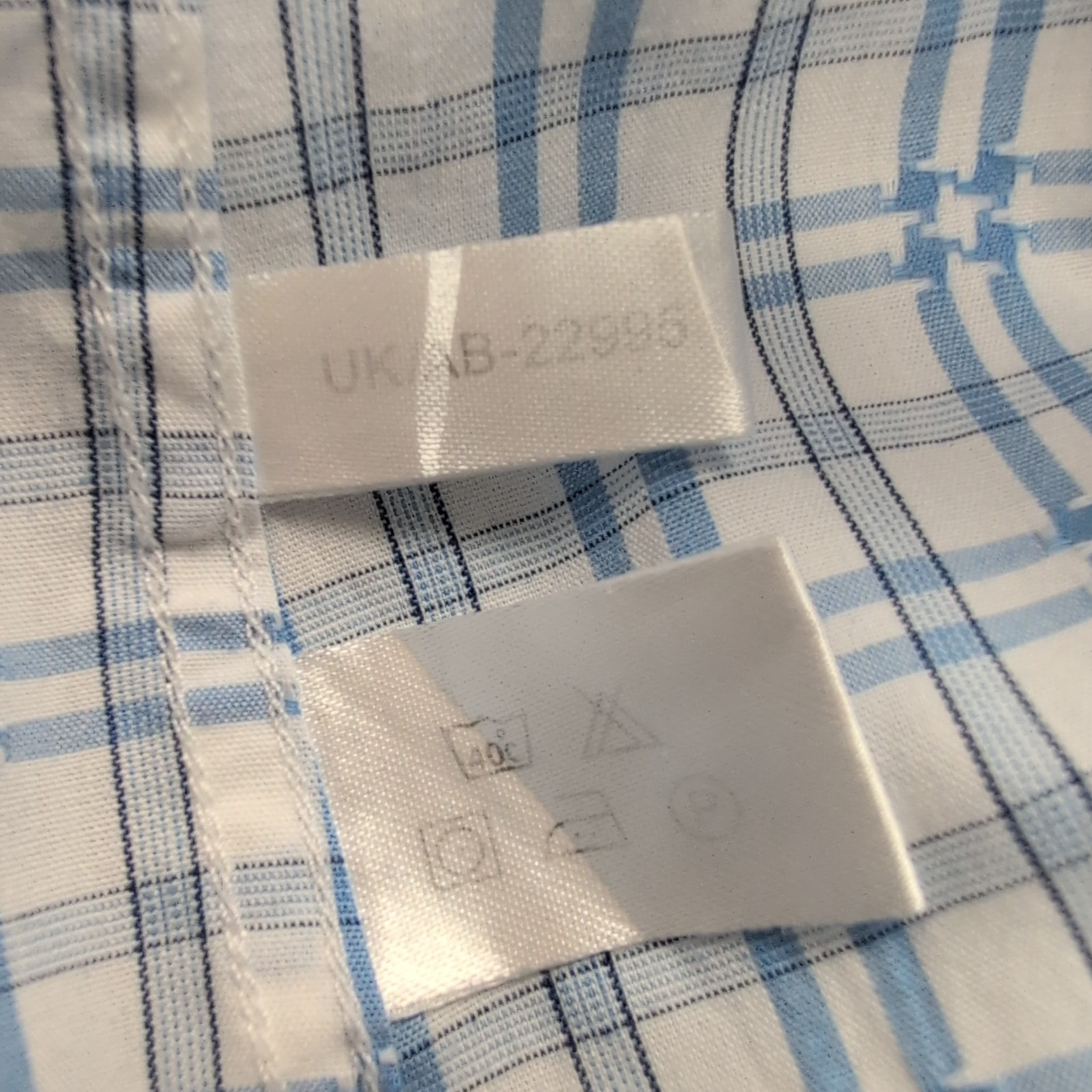 Chemise YVES SAINT LAURENT M Blanche Carreaux Bleus Manches Courtes