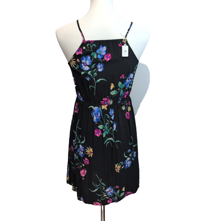 Robe d'été Femme M Noire Fleurie Bretelles Fines Taille Élastique