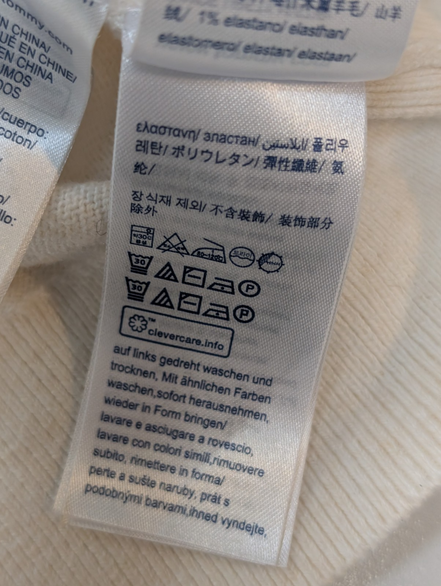 Pull Tommy Hilfiger Homme Col Montant Blanc Cassé - Coton Pima & Cachemire - M