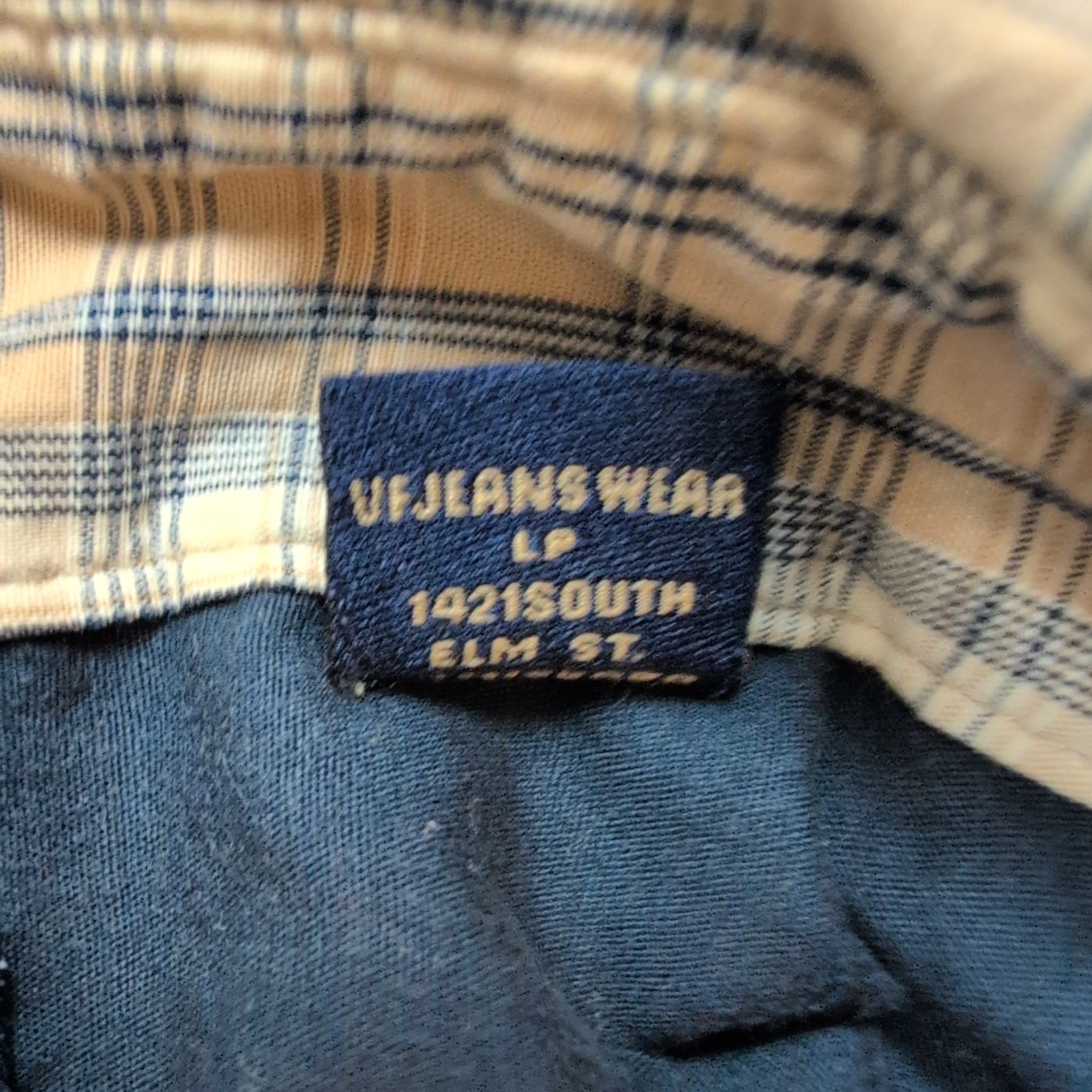 Chemise Wrangler Manche Courte Marron Clair Crème Bleu Carreaux Taille M