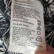 Chemise Hawaïenne Nautica 55% Lin 45% Coton Noir Blanc Taille L