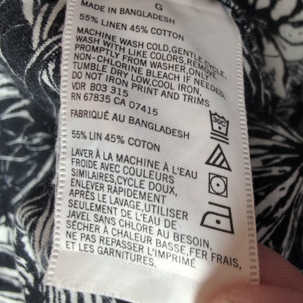 Chemise Hawaïenne Nautica 55% Lin 45% Coton Noir Blanc Taille L
