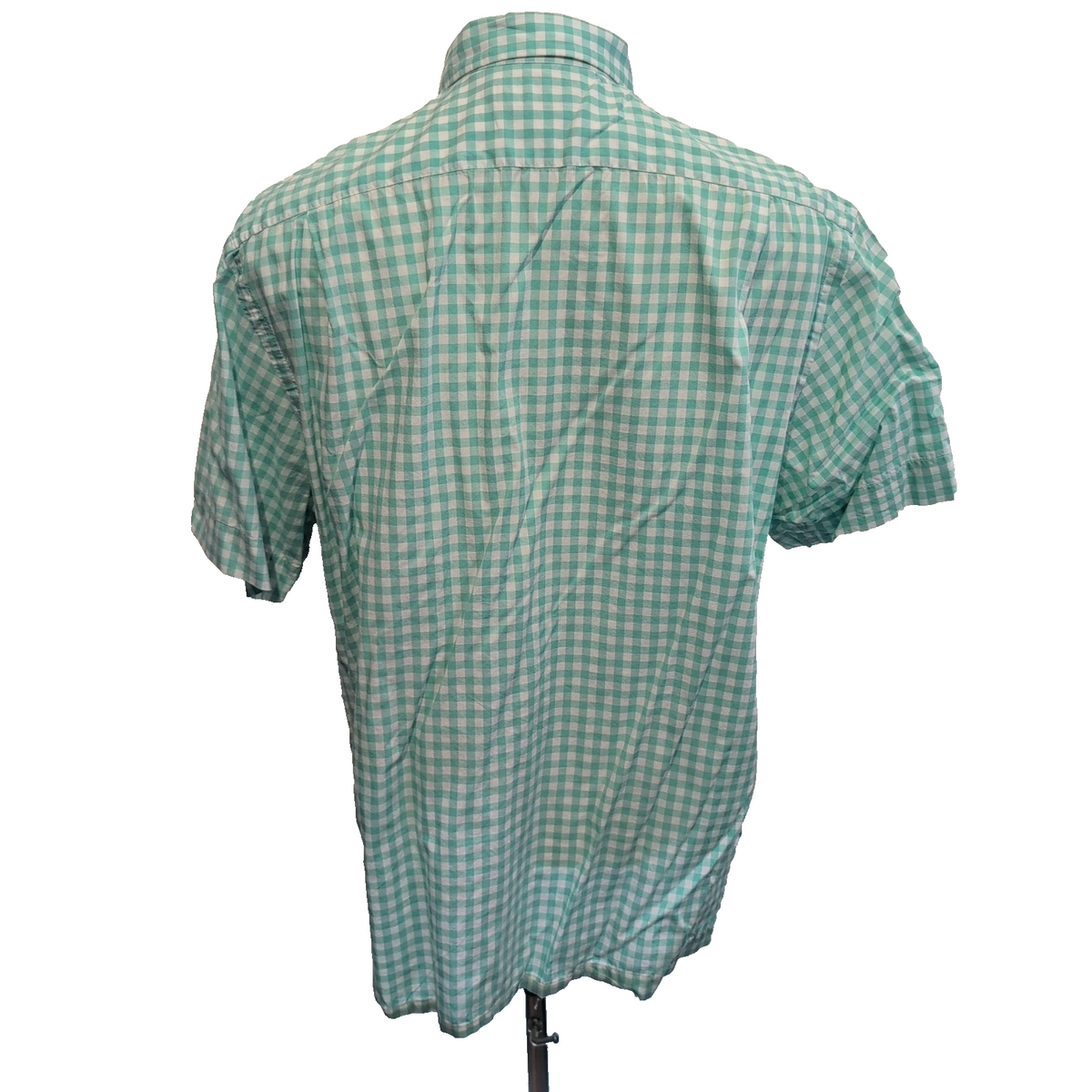 Chemise Ralph Lauren XL Verte Carreaux Logo Rose Manches Courtes Fendues