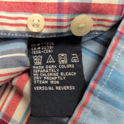Chemise Tommy Hilfiger Manches Courtes Bleu Blanc Rouge à Carreaux Taille XL
