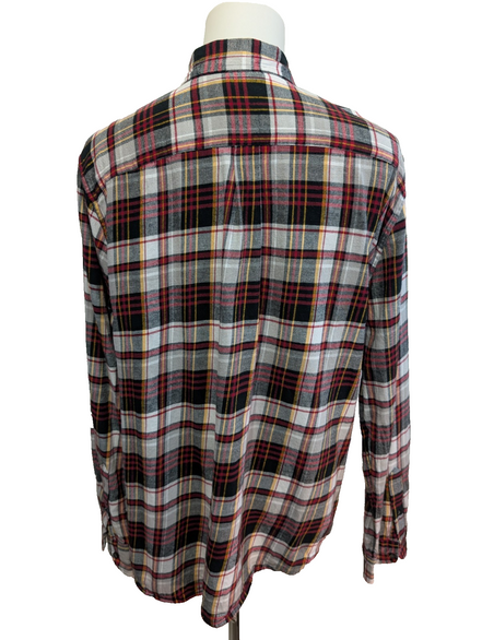 🌲 CHEMISE FLANELLE PERFORMANCE CHAPS XL (TG) CARREAUX NOIR ROUGE ORANGE