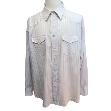Chemise Western Wrangler lilas rayures satinées manches longues 2 poches XXL