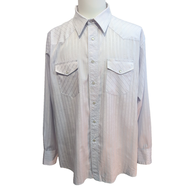 Chemise Western Wrangler lilas rayures satinées manches longues 2 poches XXL