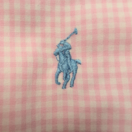 Chemise Ralph Lauren L Rose Petits Carreaux Shirt Button Down Logo Bleu Ciel