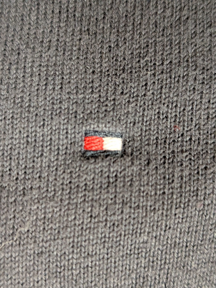 Pull Fin Tommy Hilfiger Femme Col V Bleu Marine Taille M Logo Brodé