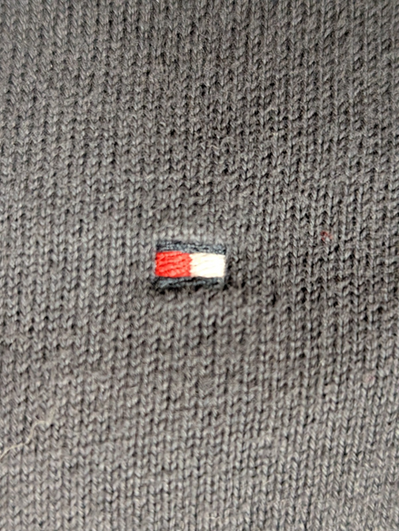 Pull Fin Tommy Hilfiger Femme Col V Bleu Marine Taille M Logo Brodé