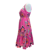 Robe d'été Femme M Rose Motif Psychédélique Fine Bretelle Coton