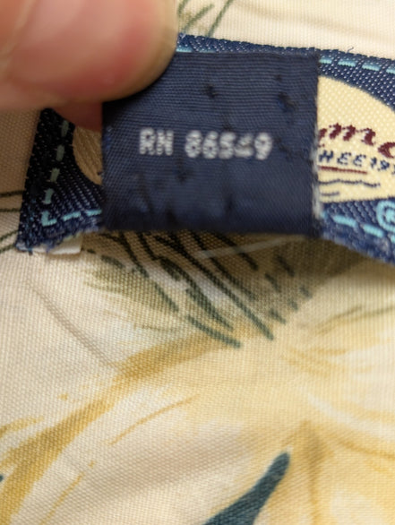 Chemise Hawaïenne TOMMY BAHAMA Beige & Vert Motifs Fleuris - Taille M