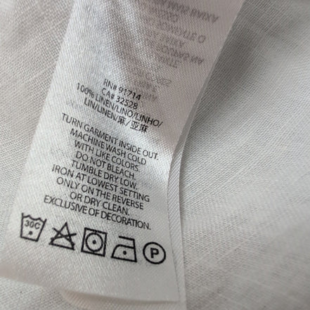 Chemise Armani Exchange LG 100% Lin Blanche 2 Poches Manches Retroussables