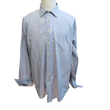 Chemise Nautica XXL 17.5 Bleu Uni 100% Coton Hong Kong poignets mousquetaires