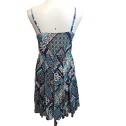 Robe d'été Rayonne Bleu Blanc Violet Dentelle Bretelles Réglables T M
