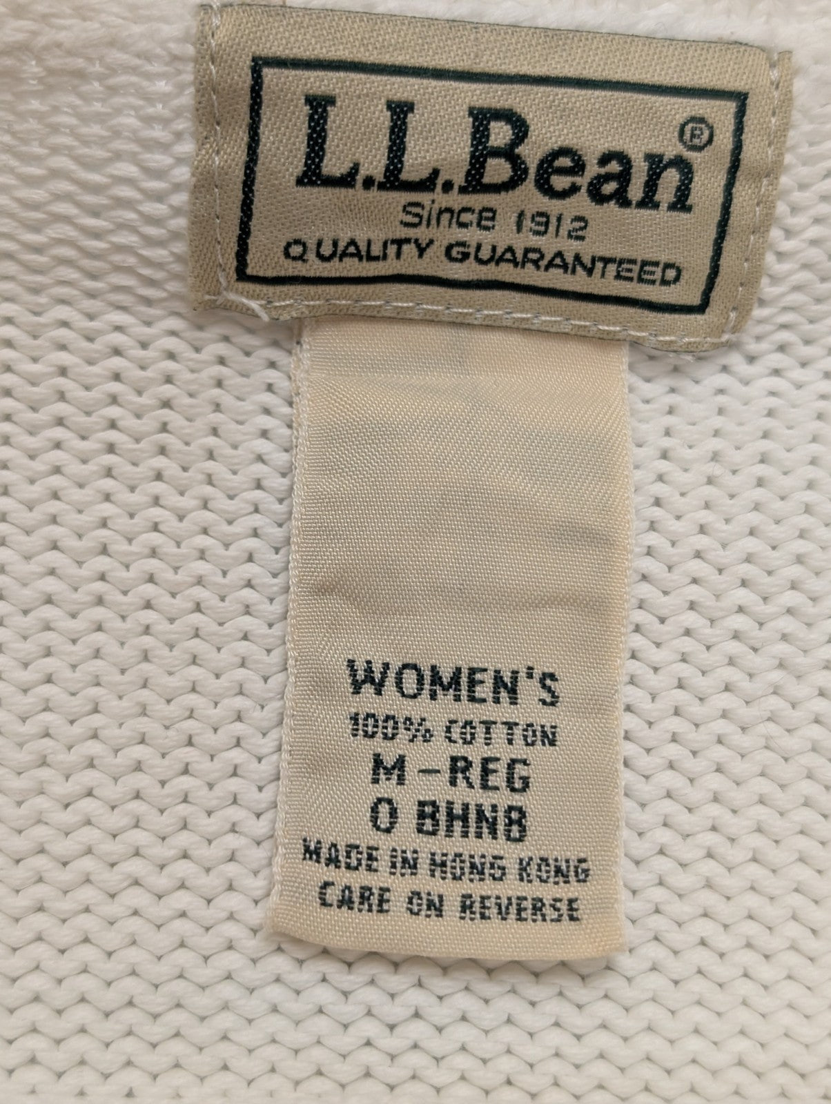 Pull L.L. Bean Femme Vintage Blanc Col Rond Coton - Taille M