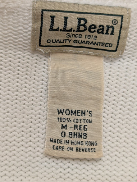 Pull L.L. Bean Femme Vintage Blanc Col Rond Coton - Taille M