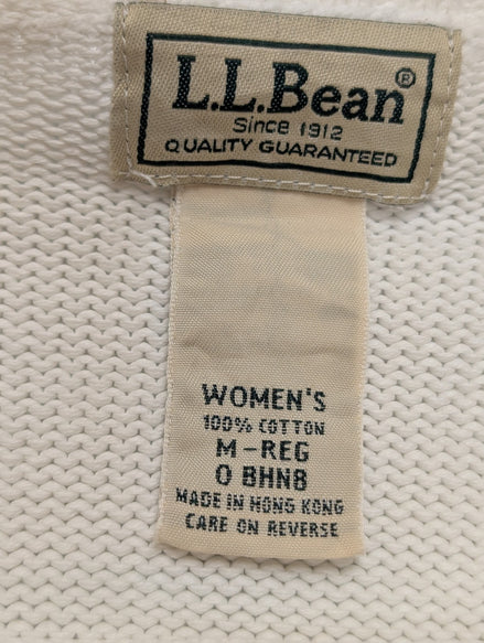 Pull L.L. Bean Femme Vintage Blanc Col Rond Coton - Taille M