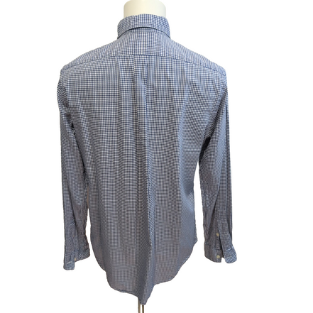 Chemise Ralph Lauren Homme M Bleu Petits Carreaux Logo Rouge Vintage