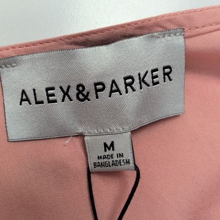 Blouse Alex & Parker Femme M Rose Saumon Papillons Dorés Cache-Cœur Neuve