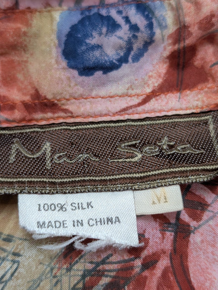Chemise Hawaïenne Man Seta 100% Soie Fine Motif oeil de Paon - Taille M