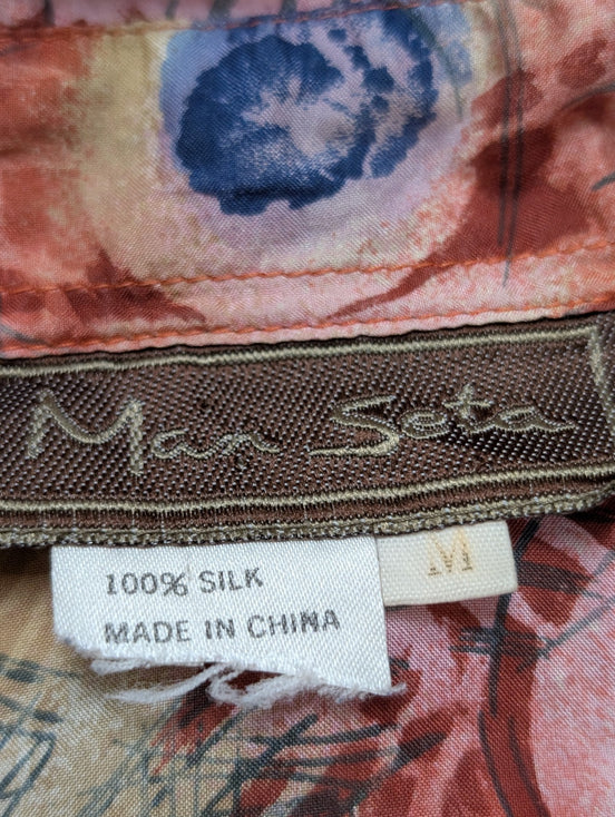 Chemise Hawaïenne Man Seta 100% Soie Fine Motif oeil de Paon - Taille M
