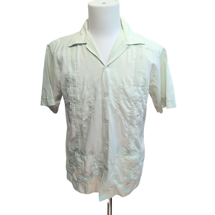 Chemise Hawaïenne Campos S.A. 40 M/L Style Cuba Panama Vert Pâle 4 Poches