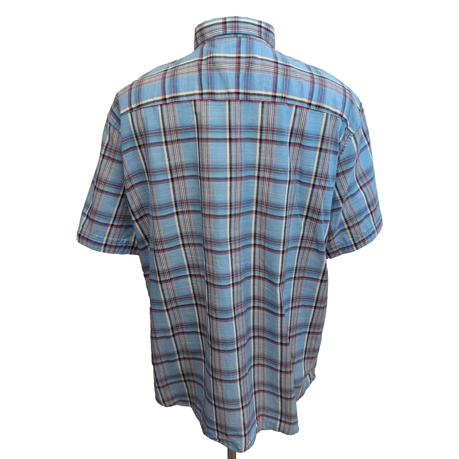 Chemise Tom Taylor carreaux bleu rouge poche manches courtes XXL