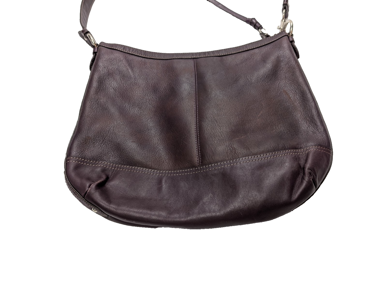 Sac Coach cuir bordeaux rouge vin bandoulière 36 cm très bon état