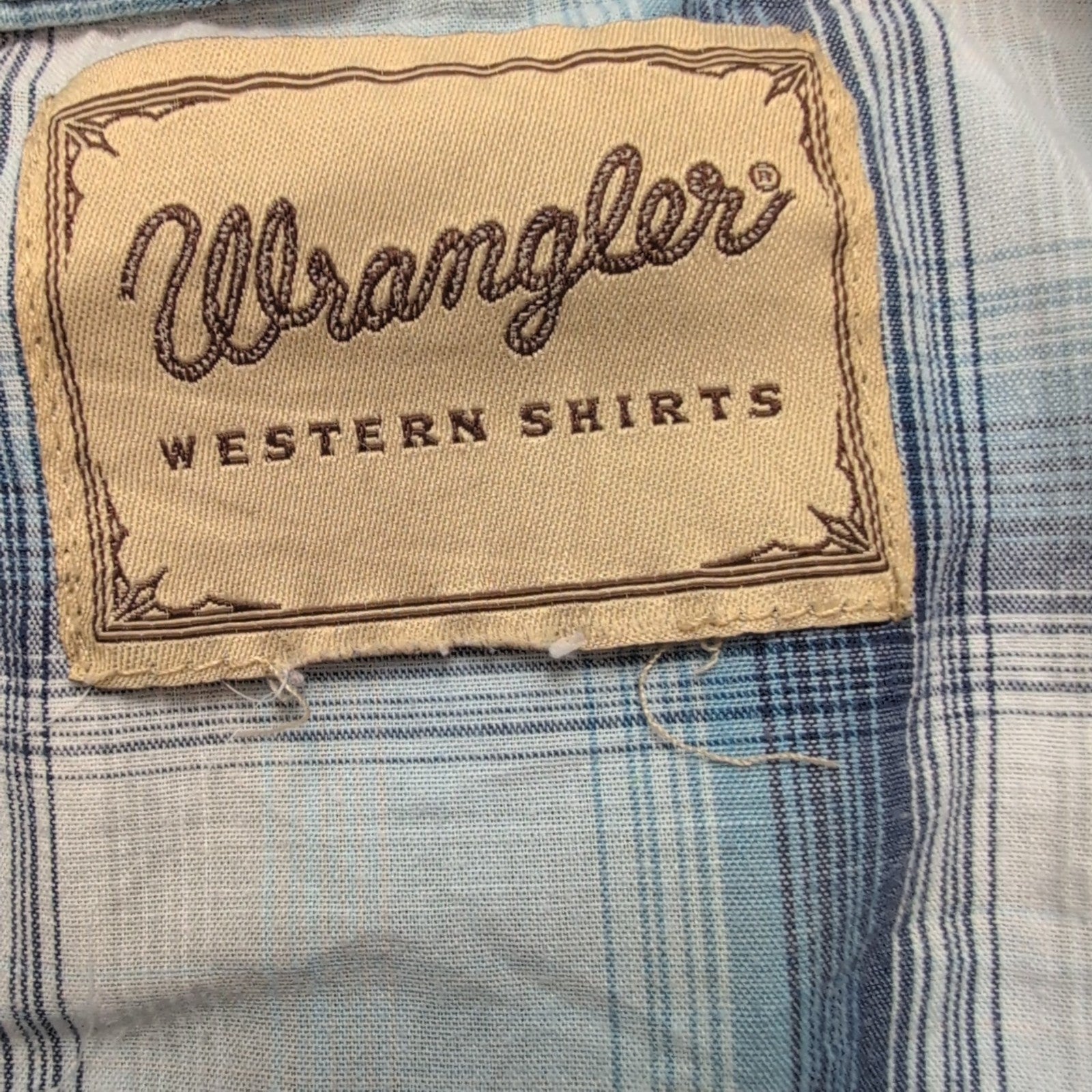 Chemise Wrangler Manche Courte Western Carreaux Bleus et Blancs Taille XL