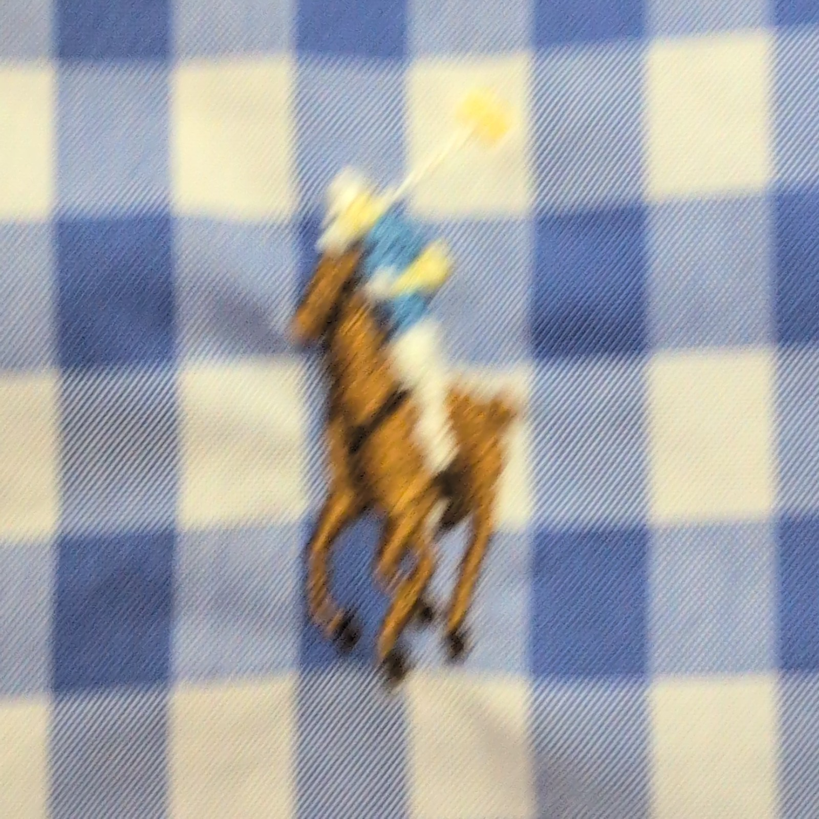Chemise Ralph Lauren Femme M Bleu Vichy Logo Marron 100% Coton Cintrée