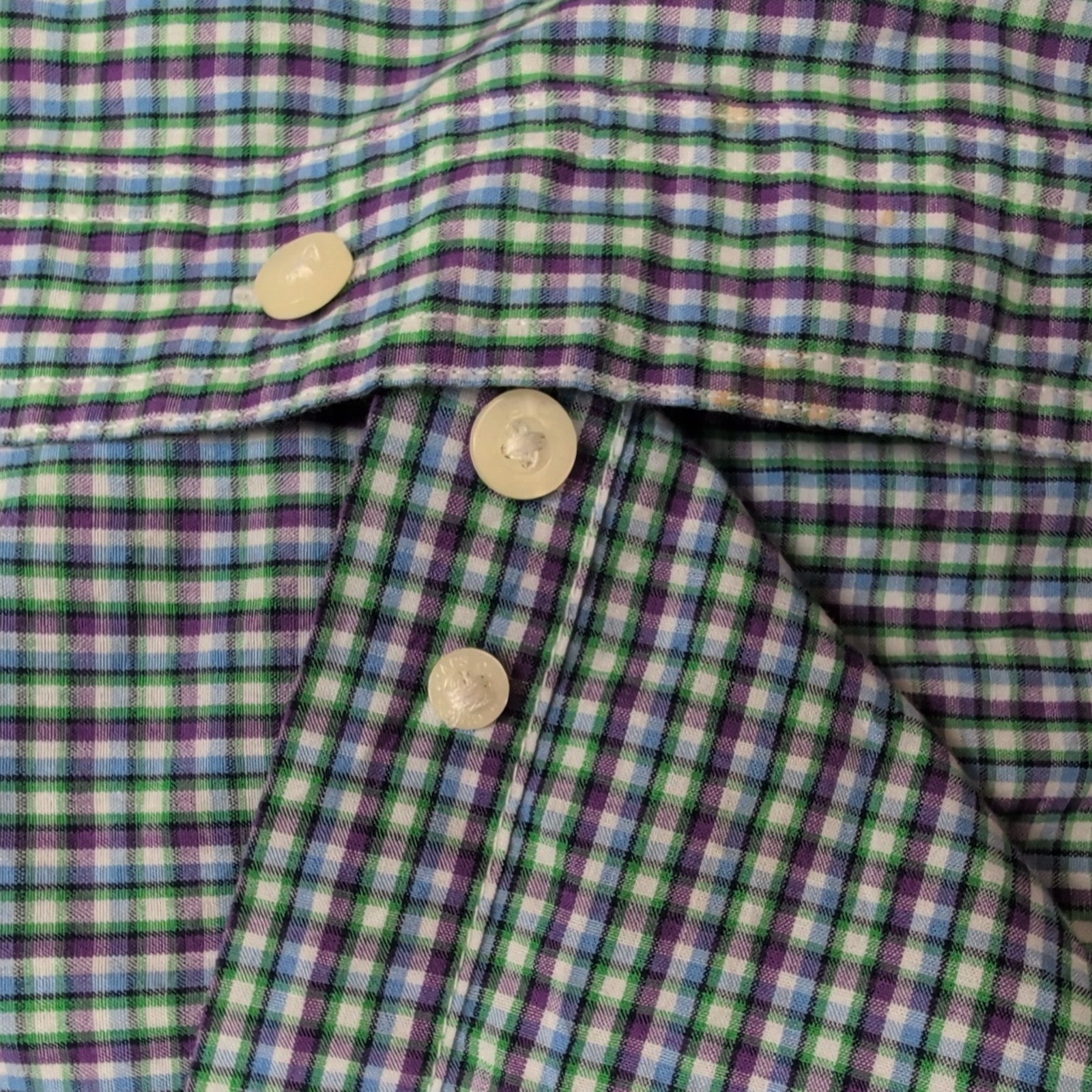 Chemise CHAPS violet et verte à carreaux manches courtes taille L #4e
