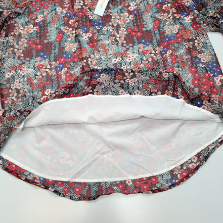 Haut Femme Gentle Fawn 2XL Fleuri Doublé Manches Longues Rouge Neuf Étiquette