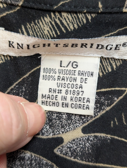 Chemise Hawaïenne Knightsbridge Noire Motif Feuillage - Taille L