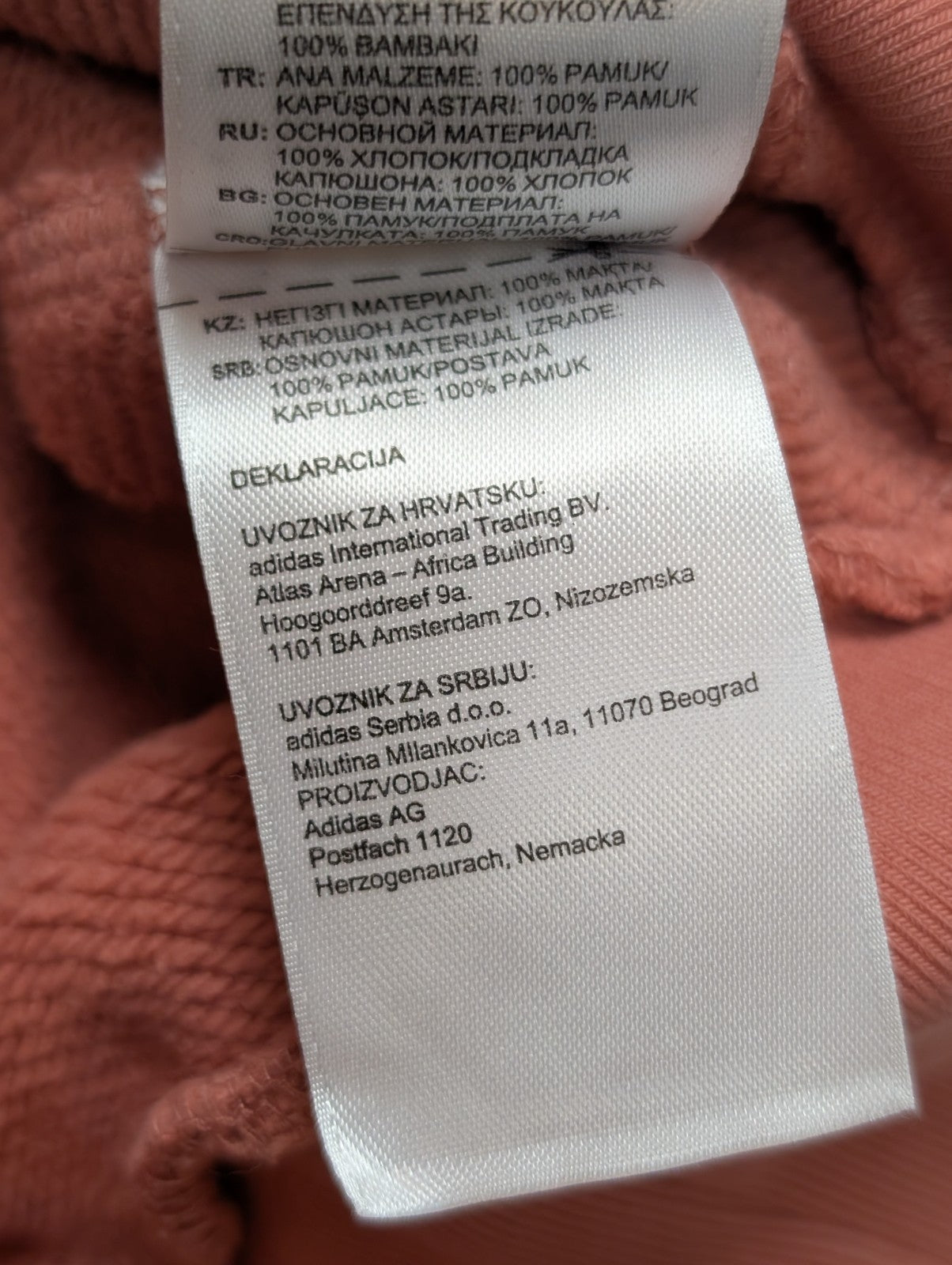 Sweat à Capuche Adidas Saumon Foncé - Coupe Oversize - Neuf - Taille XS/L