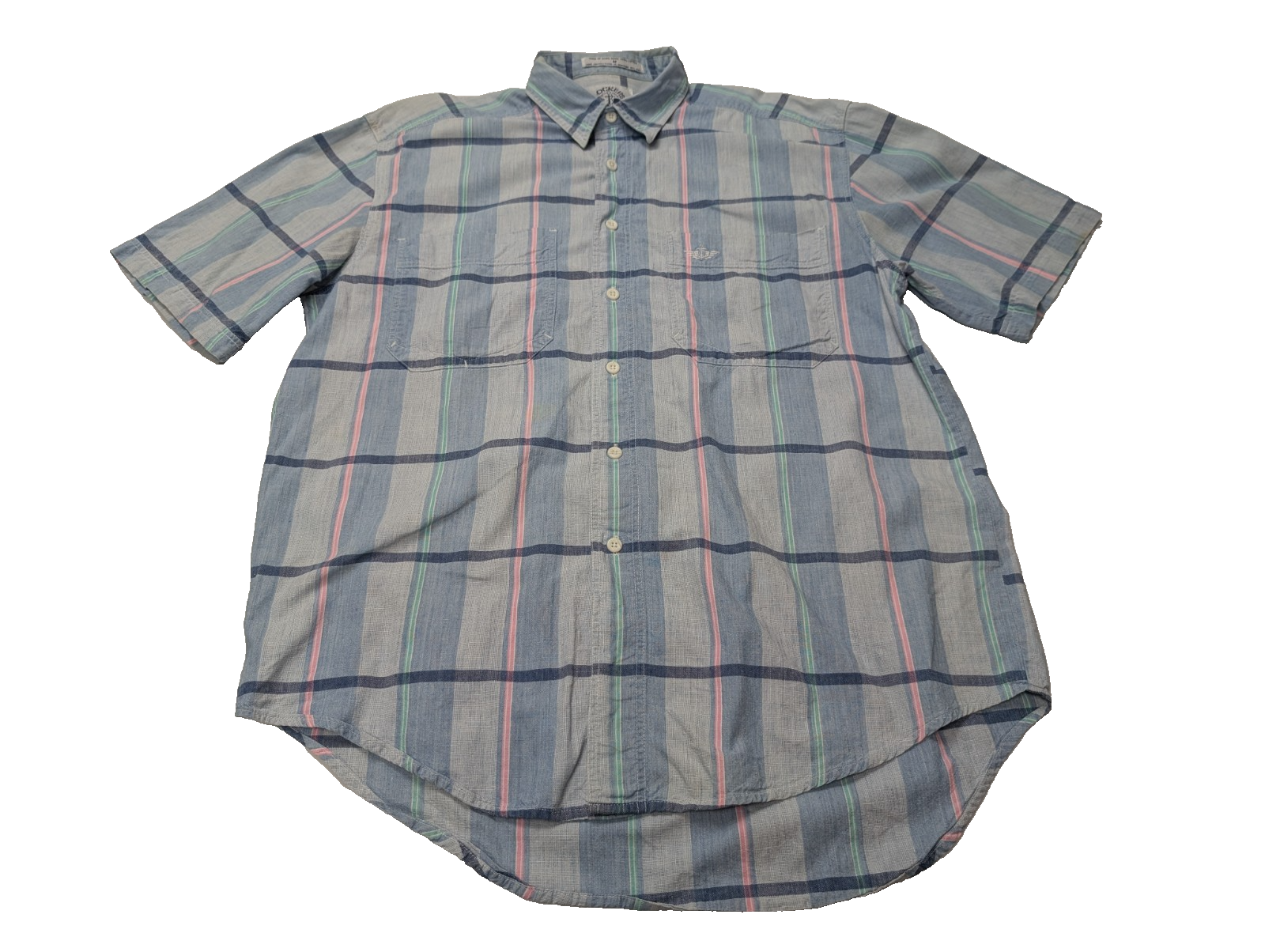 Chemise manches courtes Dockers bleu et rose à carreaux taille M #187msch