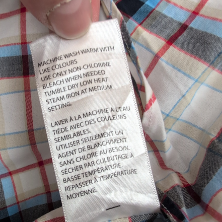 Chemise Nautica M Carreaux Bleu Gris Rouge Coton Manches Courtes