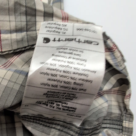 Chemise Carhartt Force XL Kaki Rouge Carreaux Manches courtes 2 Poches
