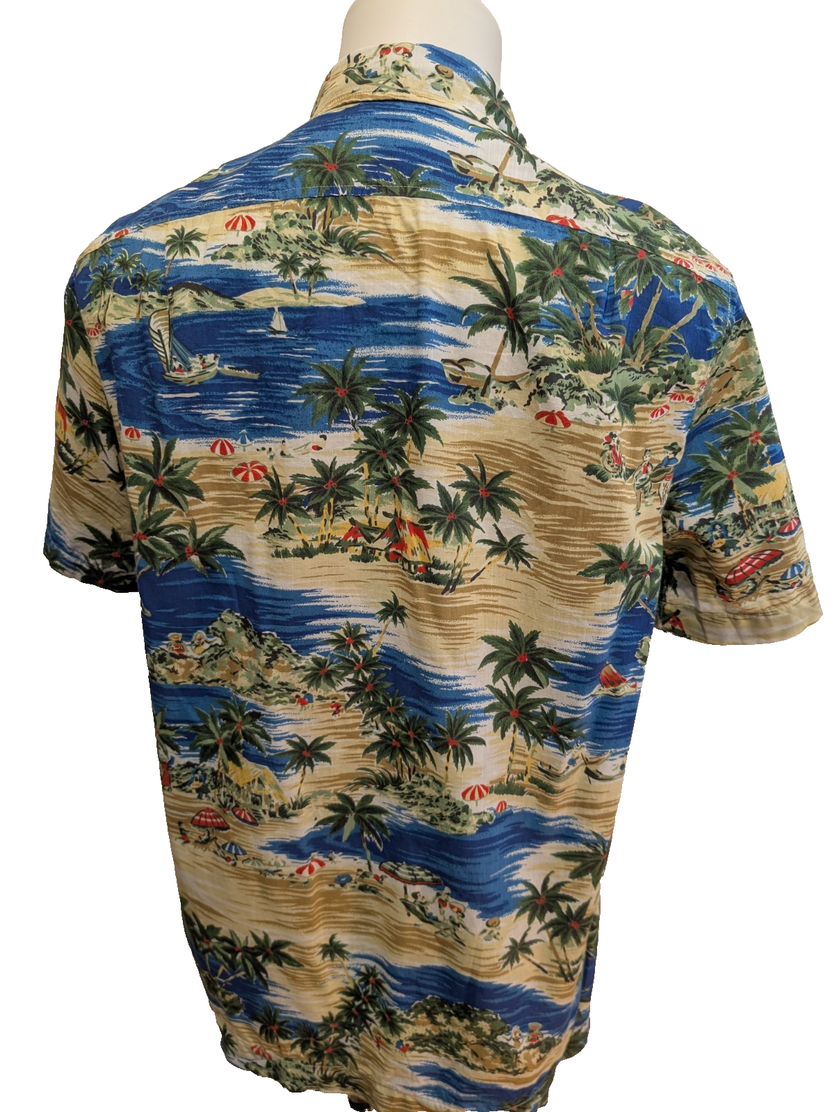 Chemise Hawaïenne J.Crew Coton Bleu Motif Plage & Palmiers - Taille S