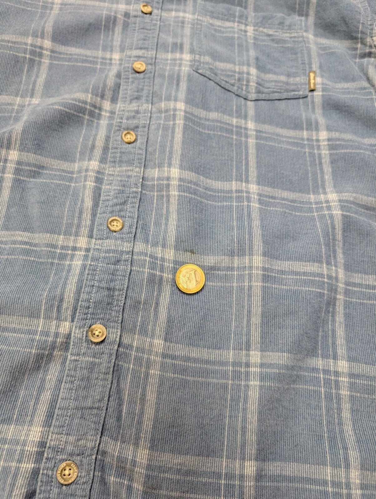 Chemise EDDIE BAUER T.TXL Velours Côtelé Carreaux Bleu Classic Fit Vtg