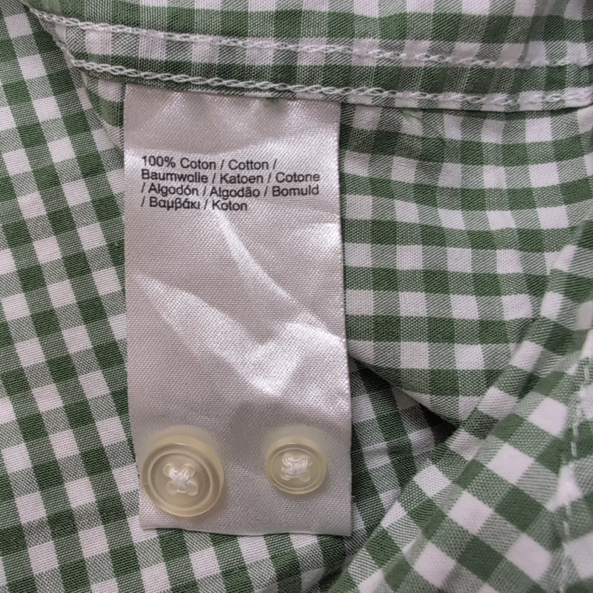 Chemise Lacoste 42 L Vert Blanc Vichy Regular Fit Logo Poche manches longues