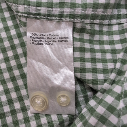 Chemise Lacoste 42 L Vert Blanc Vichy Regular Fit Logo Poche manches longues