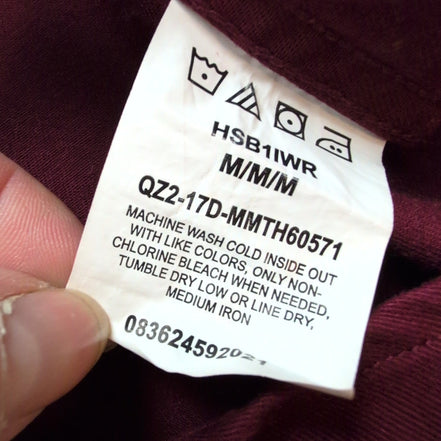Chemise Wrangler Manches Courtes Bordeaux à Poches Taille M