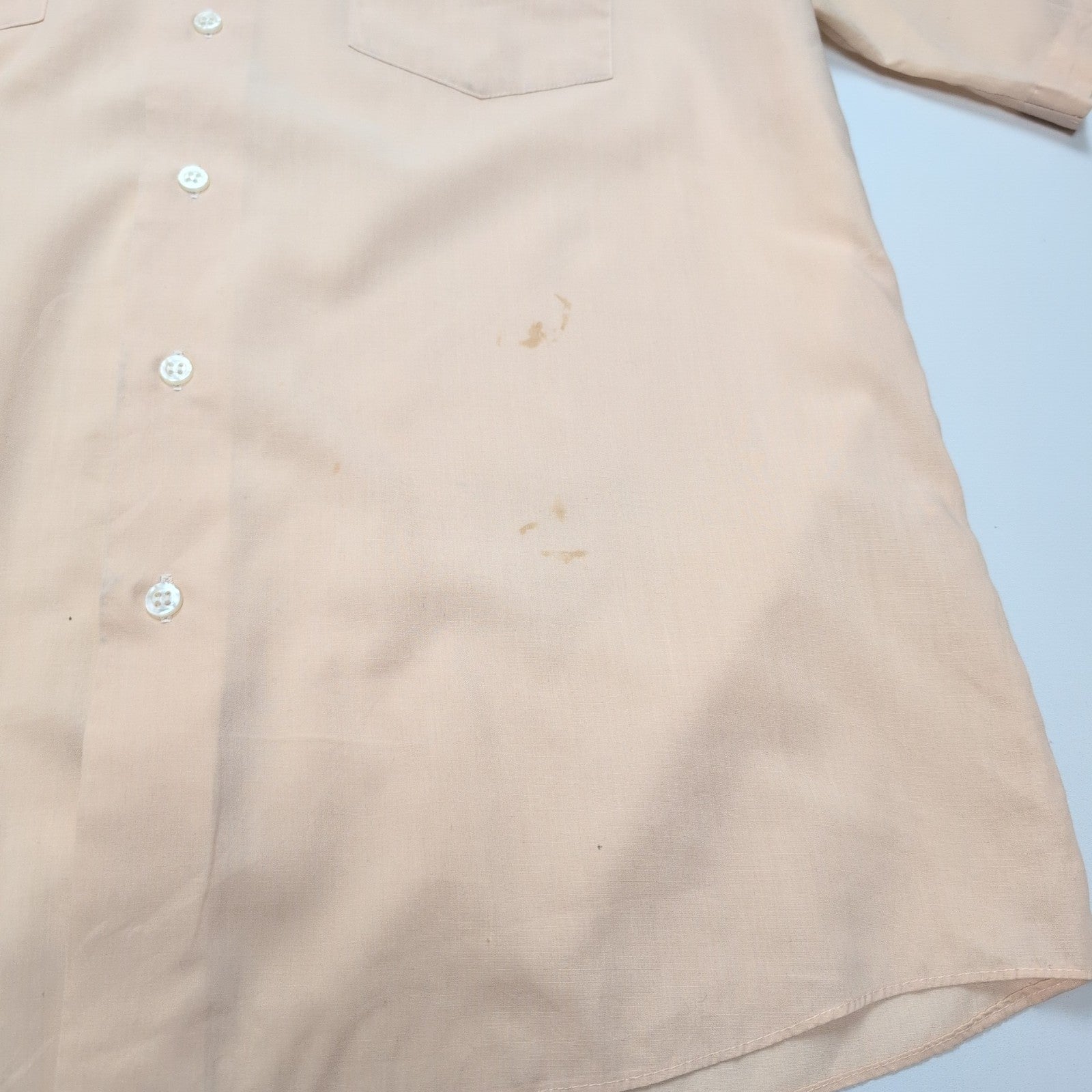 Chemise Montgomery Ward beige avec 2 poches manches courtes vintage taille L/XL