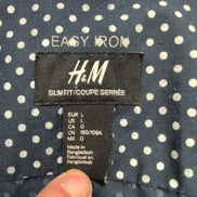 Chemise H&M Slim Fit L Bleu Marine Pois Blanc Homme Manches Longues