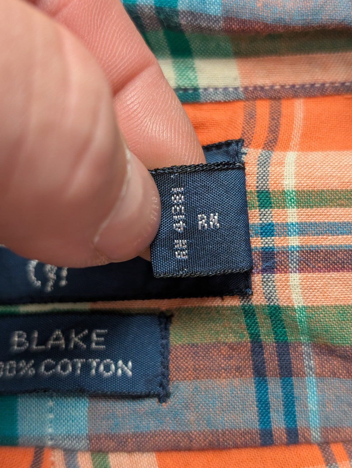 Chemise Ralph Lauren à carreaux orange et verte taille M #2657