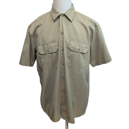 Chemise Dickies L Beige Workwear Made in Honduras Poche Stylo Manches Courtes
