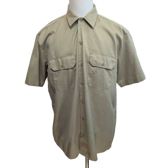 Chemise Dickies L Beige Workwear Made in Honduras Poche Stylo Manches Courtes