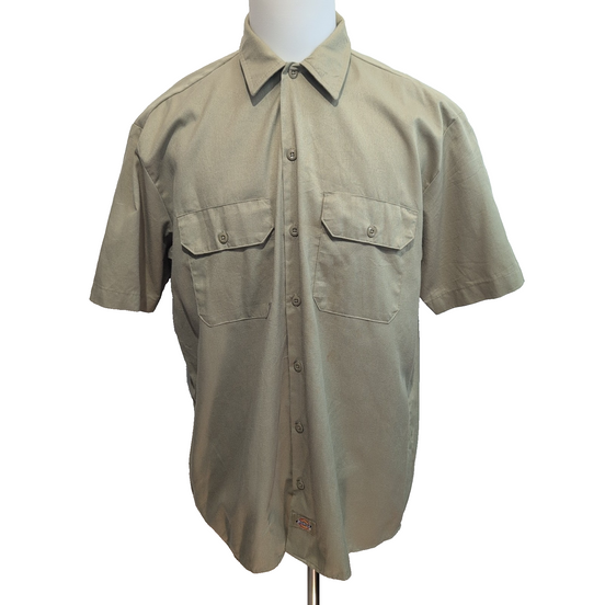Chemise Dickies L Beige Workwear Made in Honduras Poche Stylo Manches Courtes