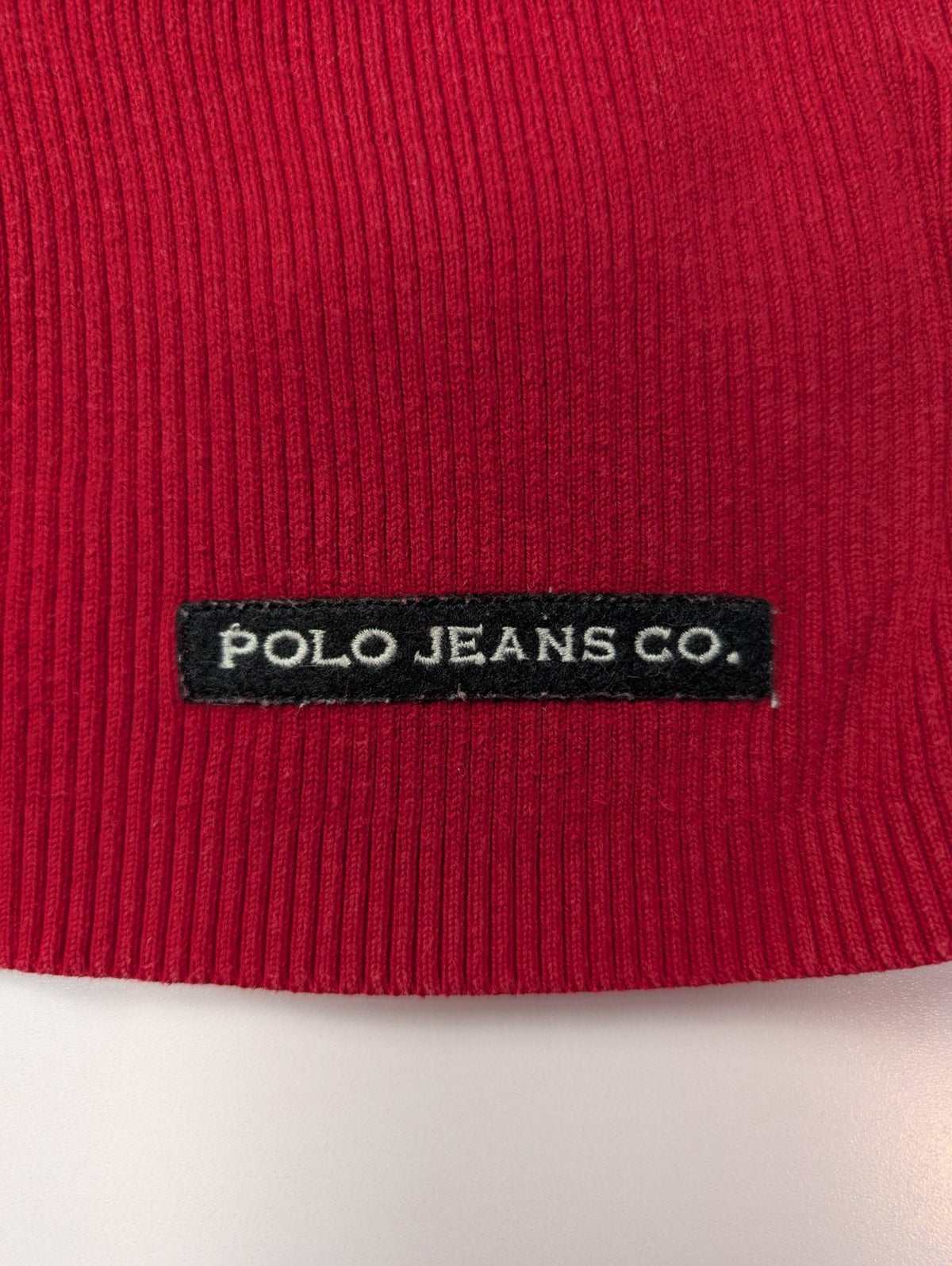 Pull Polo Ralph Lauren Jeans Co rouge noir rayures coton col rond taille M